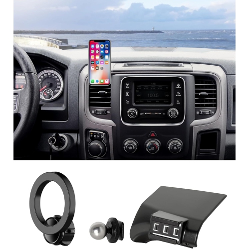 M Car Phone Holder for 2013-2018 Dodge Ram 1500 2500 3500 Accessories, 360° Rotation Phone Mount Compatible with MagSafe, Cell Phone Holder Does Not