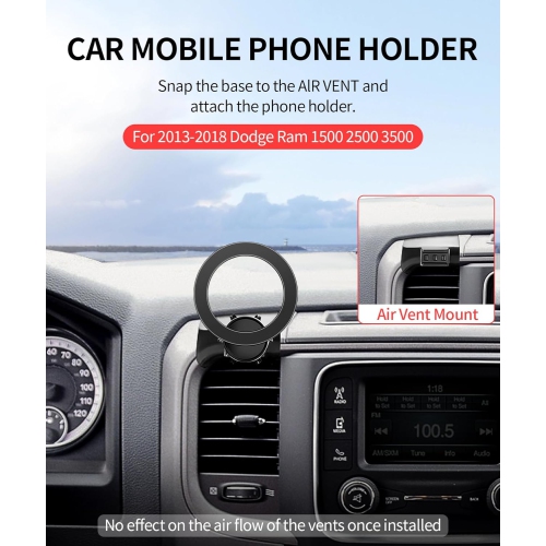 M Car Phone Holder for 2013-2018 Dodge Ram 1500 2500 3500 Accessories, 360° Rotation Phone Mount Compatible with MagSafe, Cell Phone Holder Does Not