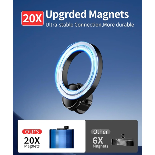 M Car Phone Holder for 2013-2018 Dodge Ram 1500 2500 3500 Accessories, 360° Rotation Phone Mount Compatible with MagSafe, Cell Phone Holder Does Not