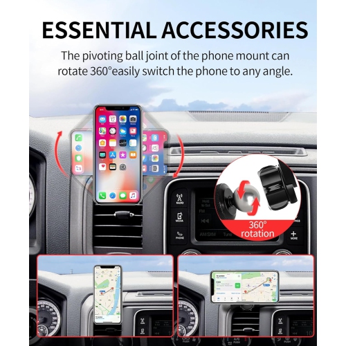 M Car Phone Holder for 2013-2018 Dodge Ram 1500 2500 3500 Accessories, 360° Rotation Phone Mount Compatible with MagSafe, Cell Phone Holder Does Not