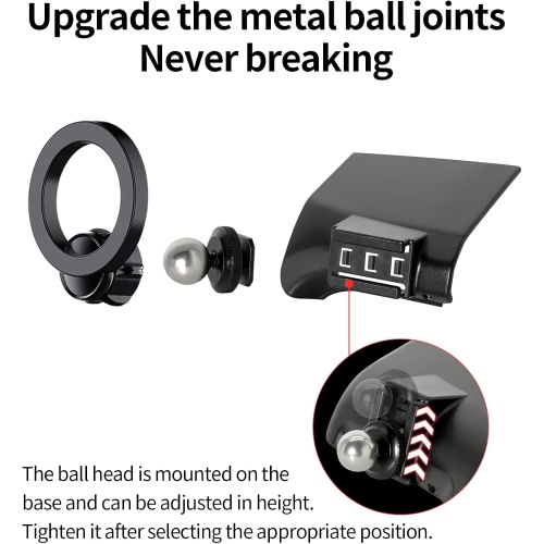 M Car Phone Holder for 2013-2018 Dodge Ram 1500 2500 3500 Accessories, 360° Rotation Phone Mount Compatible with MagSafe, Cell Phone Holder Does Not