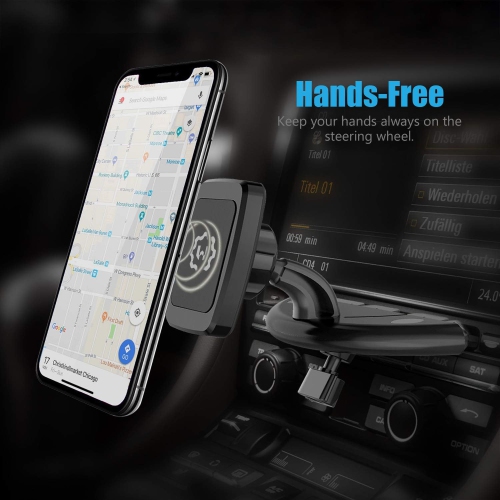 W Rectangular Head Universal CD Slot Magnetic Car Mount Holder, for Cell Phones and Mini Tablets with Fast Swift-Snap Technology