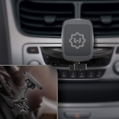 W Rectangular Head Universal CD Slot Magnetic Car Mount Holder, for Cell Phones and Mini Tablets with Fast Swift-Snap Technology