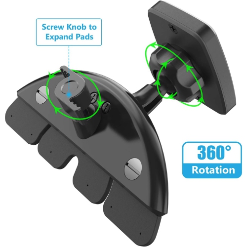 W Rectangular Head Universal CD Slot Magnetic Car Mount Holder, for Cell Phones and Mini Tablets with Fast Swift-Snap Technology