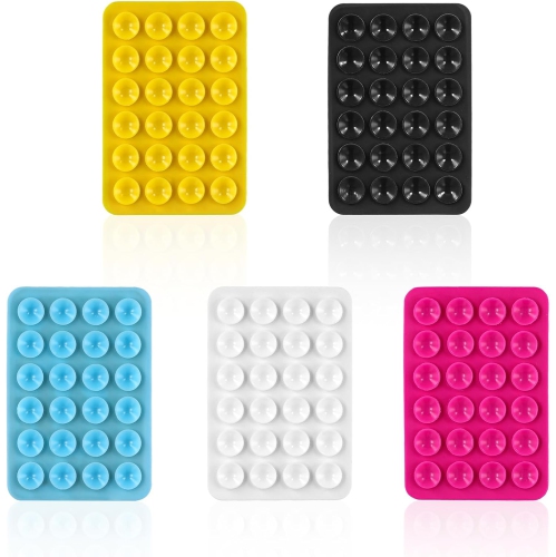 5pcs Phone Suction Holder, Silicone Suction Phone Case Adhesive Mount with 24 Suction Cups Hands-Free Sticky Phone Grip Accessory for Selfies and