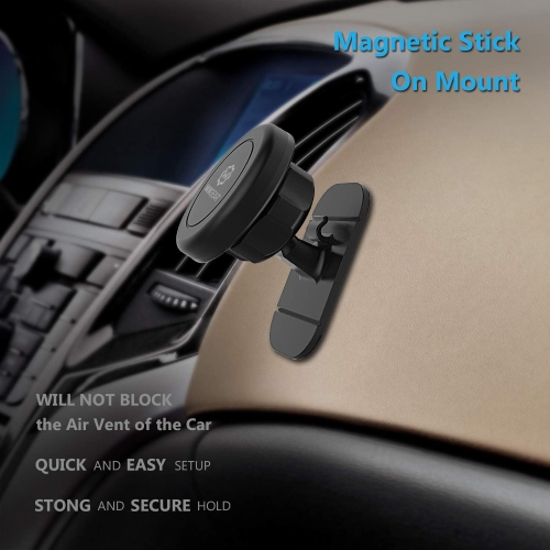 W Magnetic Mount, Universal Stick-On Dashboard Magnetic Car Mount Holder, for Cell Phones and Mini Tablets with Fast Swift-snap Technology, Magnetic