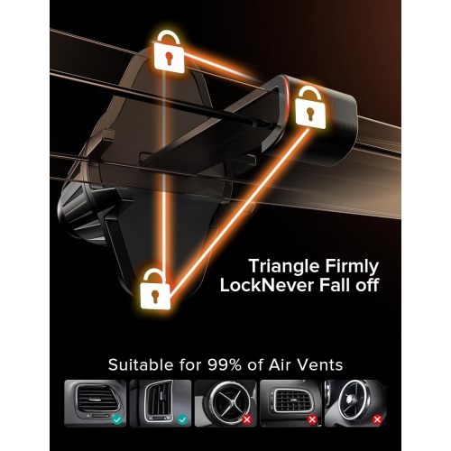 N Upgraded Car Phone Holder Mount, New Metal Hook Clip Cell Phone Holder Car Vent, [Thick Cases Friendly] Hands-Free Phone Holder Car Compatible with