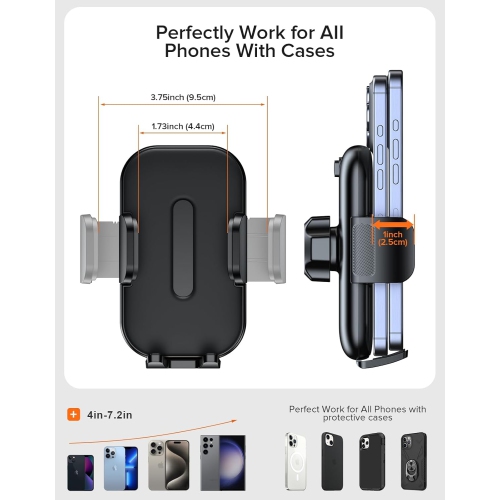 N Upgraded Car Phone Holder Mount, New Metal Hook Clip Cell Phone Holder Car Vent, [Thick Cases Friendly] Hands-Free Phone Holder Car Compatible with