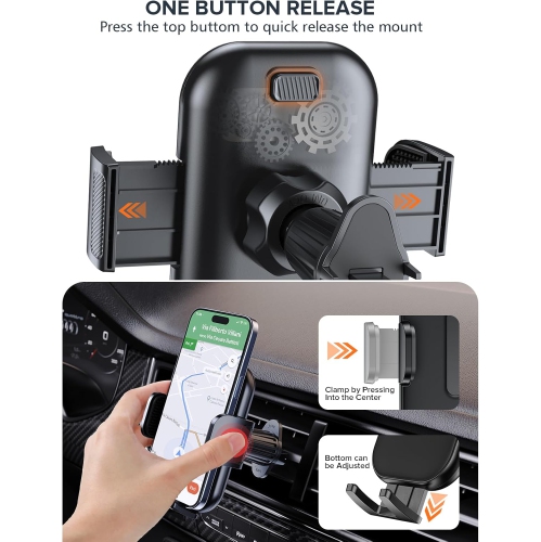 N Upgraded Car Phone Holder Mount, New Metal Hook Clip Cell Phone Holder Car Vent, [Thick Cases Friendly] Hands-Free Phone Holder Car Compatible with