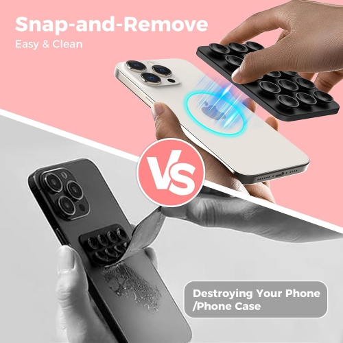 A Silicone Suction Phone Case Stand for iPhone 16/15/14/13/12 Series, Magnetic Suction Cup Phone Mount for iPhone MagSafe Phone Case, Mirror Shower