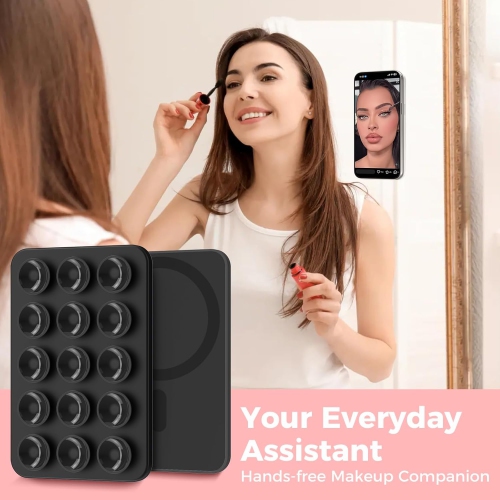 A Silicone Suction Phone Case Stand for iPhone 16/15/14/13/12 Series, Magnetic Suction Cup Phone Mount for iPhone MagSafe Phone Case, Mirror Shower