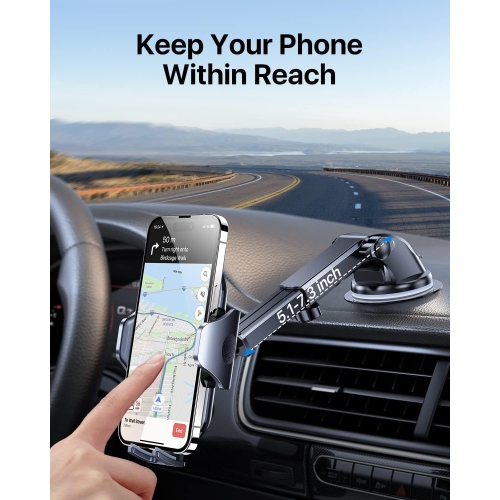 a Phone Holder Car [Big Phones Friendly] 3-in-1 Universal Car Phone Holder Mount for Dashboard Windshield Vent Fit for iPhone 16 Pro Max 15 14 13 12,