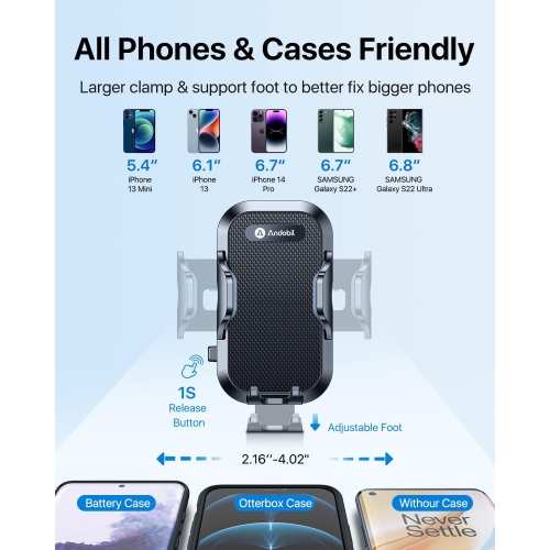 a Phone Holder Car [Big Phones Friendly] 3-in-1 Universal Car Phone Holder Mount for Dashboard Windshield Vent Fit for iPhone 16 Pro Max 15 14 13 12,