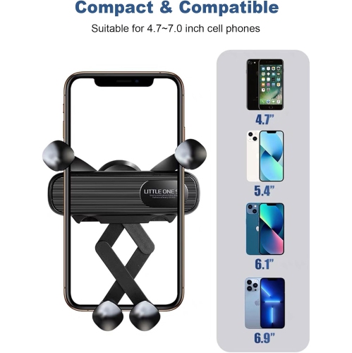 H Universal Phone Holder for Car, Vent Car Phone Holder, Hands Free Cell Phone Holder Car Mount Compatible with Android and iOS Smartphones