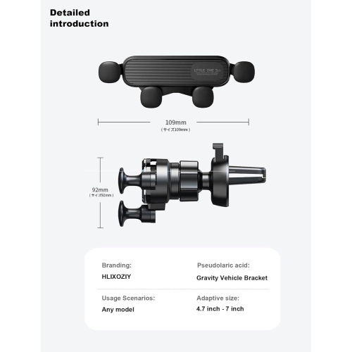 H Universal Phone Holder for Car, Vent Car Phone Holder, Hands Free Cell Phone Holder Car Mount Compatible with Android and iOS Smartphones