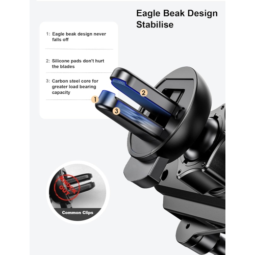 H Universal Phone Holder for Car, Vent Car Phone Holder, Hands Free Cell Phone Holder Car Mount Compatible with Android and iOS Smartphones