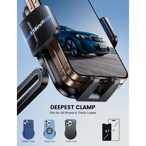 Cup Holder Phone Mount for Car - L Longer Neck Cup Phone Holder with Universal Adjustable Base, [Thick Case Friendly] Cupholder Cell Phone Car Mount