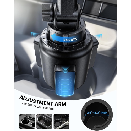 Cup Holder Phone Mount for Car - L Longer Neck Cup Phone Holder with Universal Adjustable Base, [Thick Case Friendly] Cupholder Cell Phone Car Mount