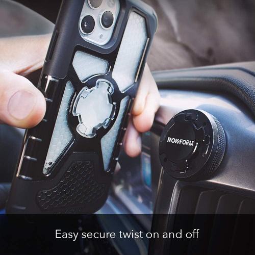 R - Phone Case Mount, Secure Aluminum Car and Truck Dash Phone Holder, Sticks to Any Flat Surface, Compatible Twist Lock Cases