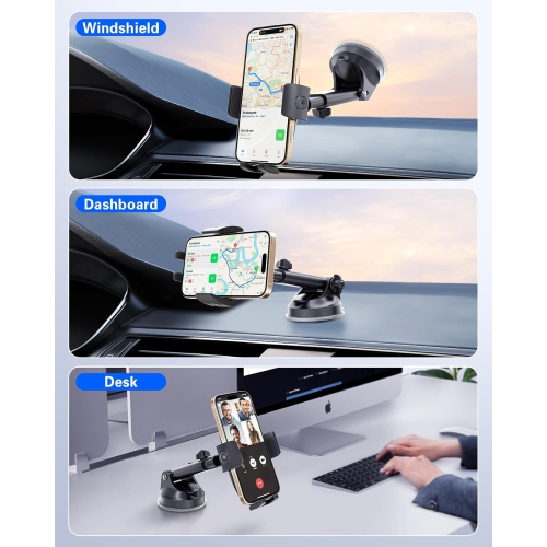 p Phone Mount for Car, [Military-Grade Suction] Universal Cell Phone Holder for Your Car Dashboard Windshield Window, Automobile Cradle Fit for