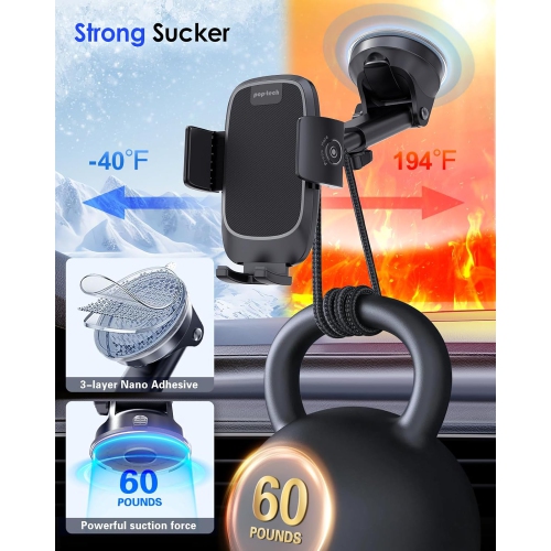 p Phone Mount for Car, [Military-Grade Suction] Universal Cell Phone Holder for Your Car Dashboard Windshield Window, Automobile Cradle Fit for