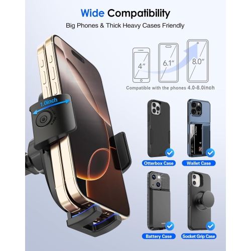 p Phone Mount for Car, [Military-Grade Suction] Universal Cell Phone Holder for Your Car Dashboard Windshield Window, Automobile Cradle Fit for