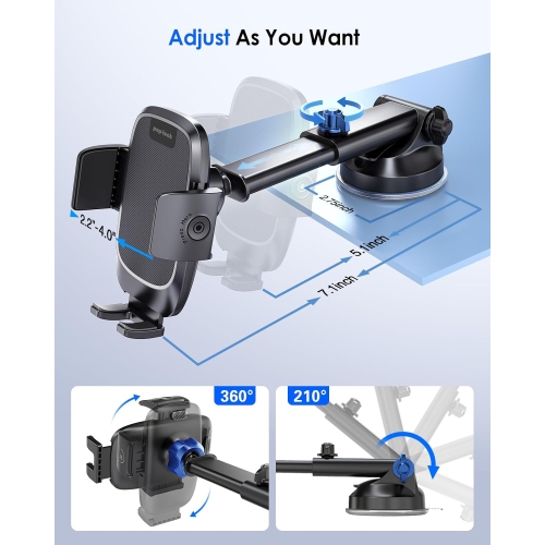 p Phone Mount for Car, [Military-Grade Suction] Universal Cell Phone Holder for Your Car Dashboard Windshield Window, Automobile Cradle Fit for