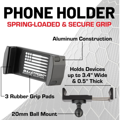 B Dash Mount Cell Phone Holder Compatible with 2013-2018 RAM Truck & 2019+ RAM 1500 Classic 20mm Ball Mount - Compatible with iPhone and Android