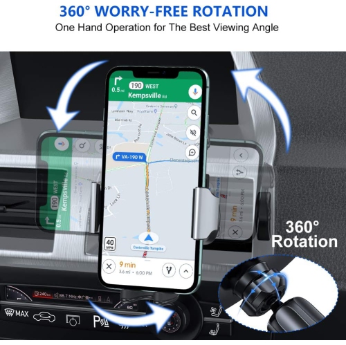 M Phone Holder for Car Air Vent(Stability via Clip & Metal Hook) Car Phone Holder Mount, 360°Cell Phone Holder Car Mount Fits iPhone 16 15 Pro Max 14
