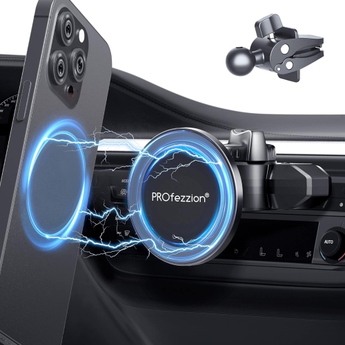 P CD Slot & Vent Clip Magnetic Phone Holder Compatible with MagSafe on Car CD Slot or Vent for iPhone 16 15 14 13 12 Pro Max Plus, Mag-Safe Case &