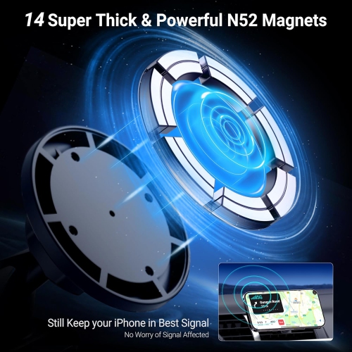 P CD Slot & Vent Clip Magnetic Phone Holder Compatible with MagSafe on Car CD Slot or Vent for iPhone 16 15 14 13 12 Pro Max Plus, Mag-Safe Case &