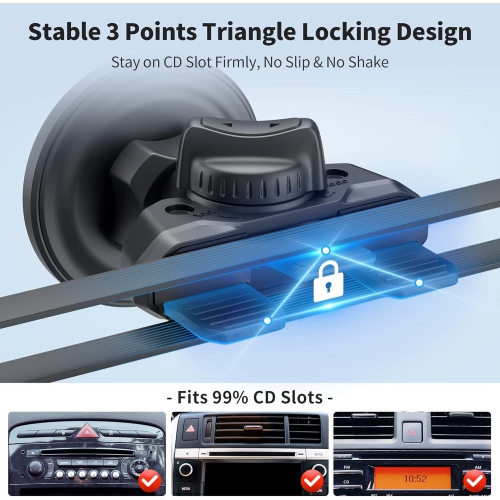 P CD Slot & Vent Clip Magnetic Phone Holder Compatible with MagSafe on Car CD Slot or Vent for iPhone 16 15 14 13 12 Pro Max Plus, Mag-Safe Case &