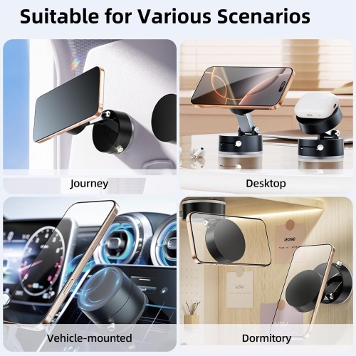 Vacuum Magnetic Suction Cup Phone Holder, Phone Holder for Car, Foldable Portable Vacuum Magnetic Adsorption Adjustable Mobile Phone Holder