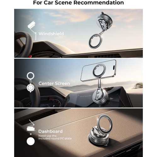 M 2025 Upgraded 360° Rotation Vacuum Magnetic Phone Holder Stand,for Magsafe Suction Cup Phone Mount [89+LBS Strongest Suction & Magnetic] Adjustable