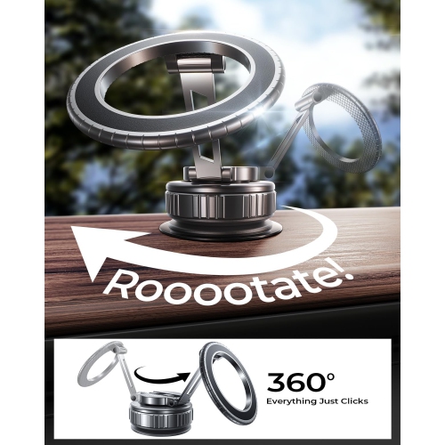 M 2025 Upgraded 360° Rotation Vacuum Magnetic Phone Holder Stand,for Magsafe Suction Cup Phone Mount [89+LBS Strongest Suction & Magnetic] Adjustable
