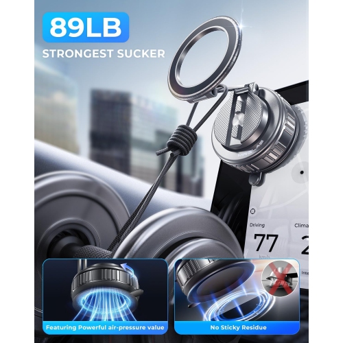 M 2025 Upgraded 360° Rotation Vacuum Magnetic Phone Holder Stand,for Magsafe Suction Cup Phone Mount [89+LBS Strongest Suction & Magnetic] Adjustable