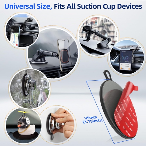 Dashboard Pad Mounting Disk for Suction Cup, Large Plastic 3M Extra Strong Adhesive Disc for Dash Windshield Holder, Camera GPS, Tablet, Car Phone