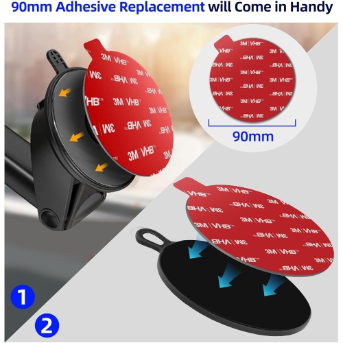 Dashboard Pad Mounting Disk for Suction Cup, Large Plastic 3M Extra Strong Adhesive Disc for Dash Windshield Holder, Camera GPS, Tablet, Car Phone