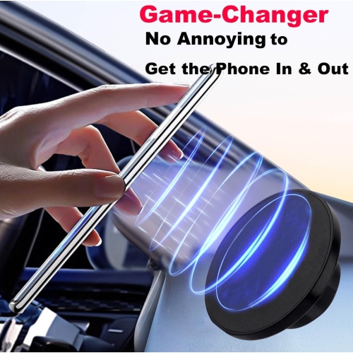 R Magnetic CD Slot Phone Holder for Car, with Magnetic Metal Adapter Compatible with Magsafe iPhones, Non-magsafe Phones