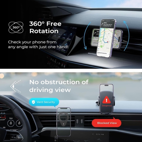 for Magsafe Car Mount Magnetic Phone Holder for Car Vent Hands Free 360 Rotation Clip Driving Accessory for iPhone 16 15 14 13 12