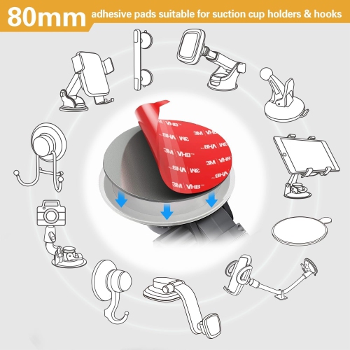 3M VHB Sticky Adhesive Replacement, 4pcs 3.15 Circle Double Sided Pads Gule for Dashboard/Windshield Suction Cup Phone Holder, 4pcs 23mm Round