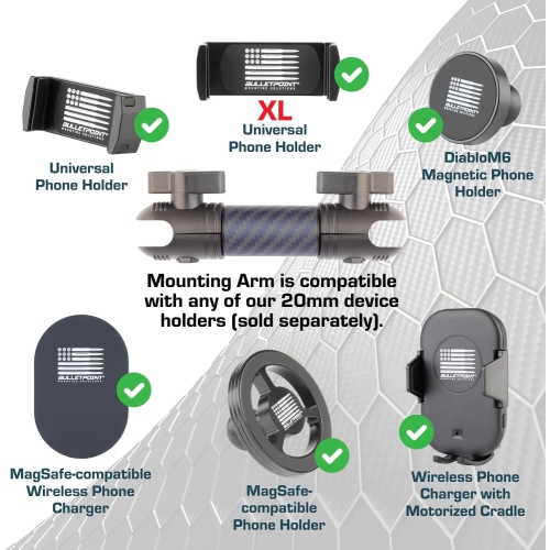 Mounting Arm -4cm Arm Compatible with iPhone and Android Smartphones - Fits 20mm Attachment Ball