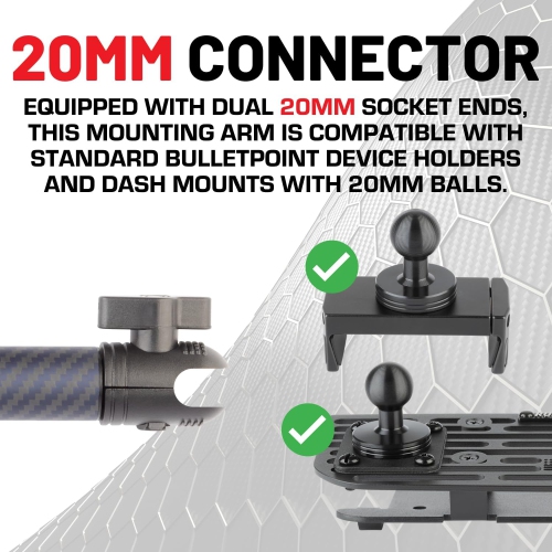 Mounting Arm -4cm Arm Compatible with iPhone and Android Smartphones - Fits 20mm Attachment Ball