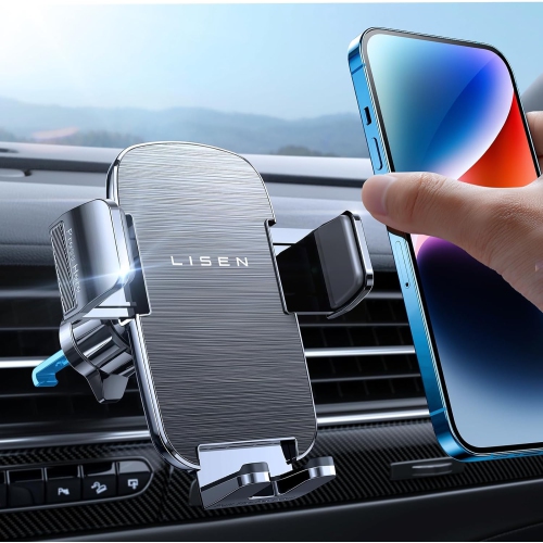 L Car Phone Holder Mount [Military Stable], 2024 Universal Phone Holders for Your Car Vent Phone Mount, Cell Phone Car Mount Clamp for iPhone 16 Car