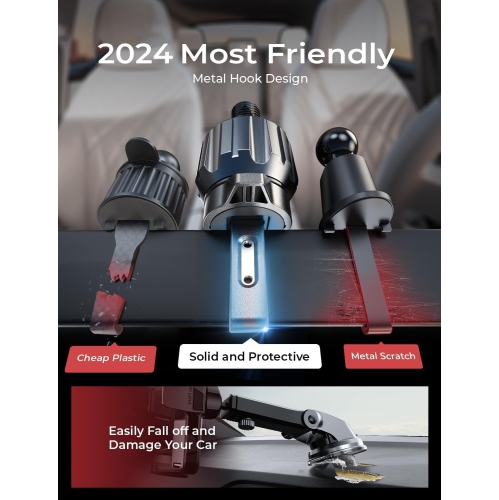 L Car Phone Holder Mount [Military Stable], 2024 Universal Phone Holders for Your Car Vent Phone Mount, Cell Phone Car Mount Clamp for iPhone 16 Car