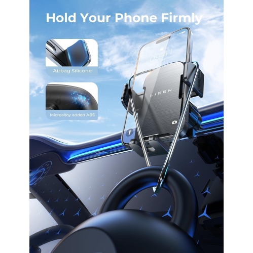 L Car Phone Holder Mount [Military Stable], 2024 Universal Phone Holders for Your Car Vent Phone Mount, Cell Phone Car Mount Clamp for iPhone 16 Car