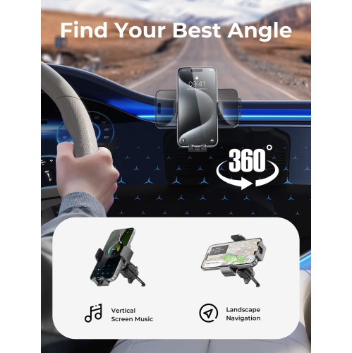 L Car Phone Holder Mount [Military Stable], 2024 Universal Phone Holders for Your Car Vent Phone Mount, Cell Phone Car Mount Clamp for iPhone 16 Car