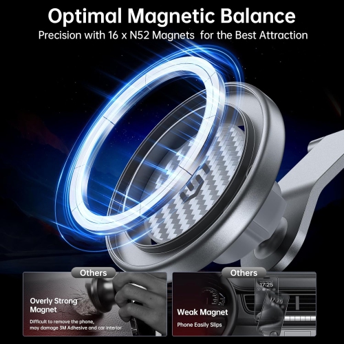 S Fits MagSafe Car Mount for Universal Dashboard & Tesla Screen, Kevlar Silver Magnetic Phone Holder for Car, Super Stable Magnetic Car Phone Mount