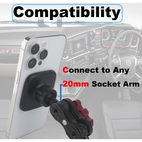 Magnetic Cell Phone Holder Base with 20mm Ball for MagSafe iPhone 16 15 14 13 12 Series, Compatible with Bulletpoint Mounting Solutions