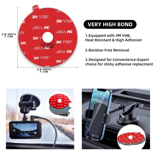 Double Sided Adhesive Pads,Made of 3 M V HB 5952,Car Mount Sticky Pad Replacement.Sticky Dash Cam Mounting Tape.Heavy Duty Tape Sticker for Dashboard